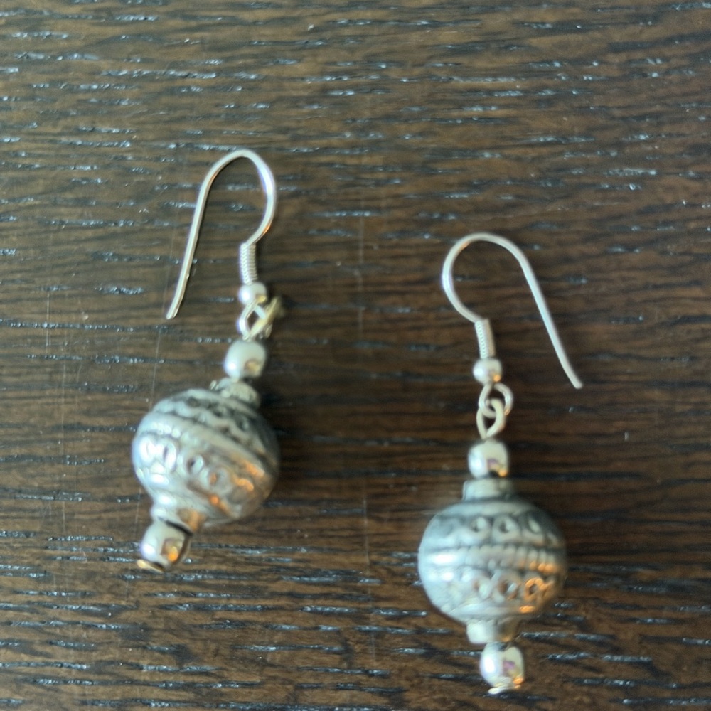 Sterling-Tone Filigree Orb Drop Earrings - Silver